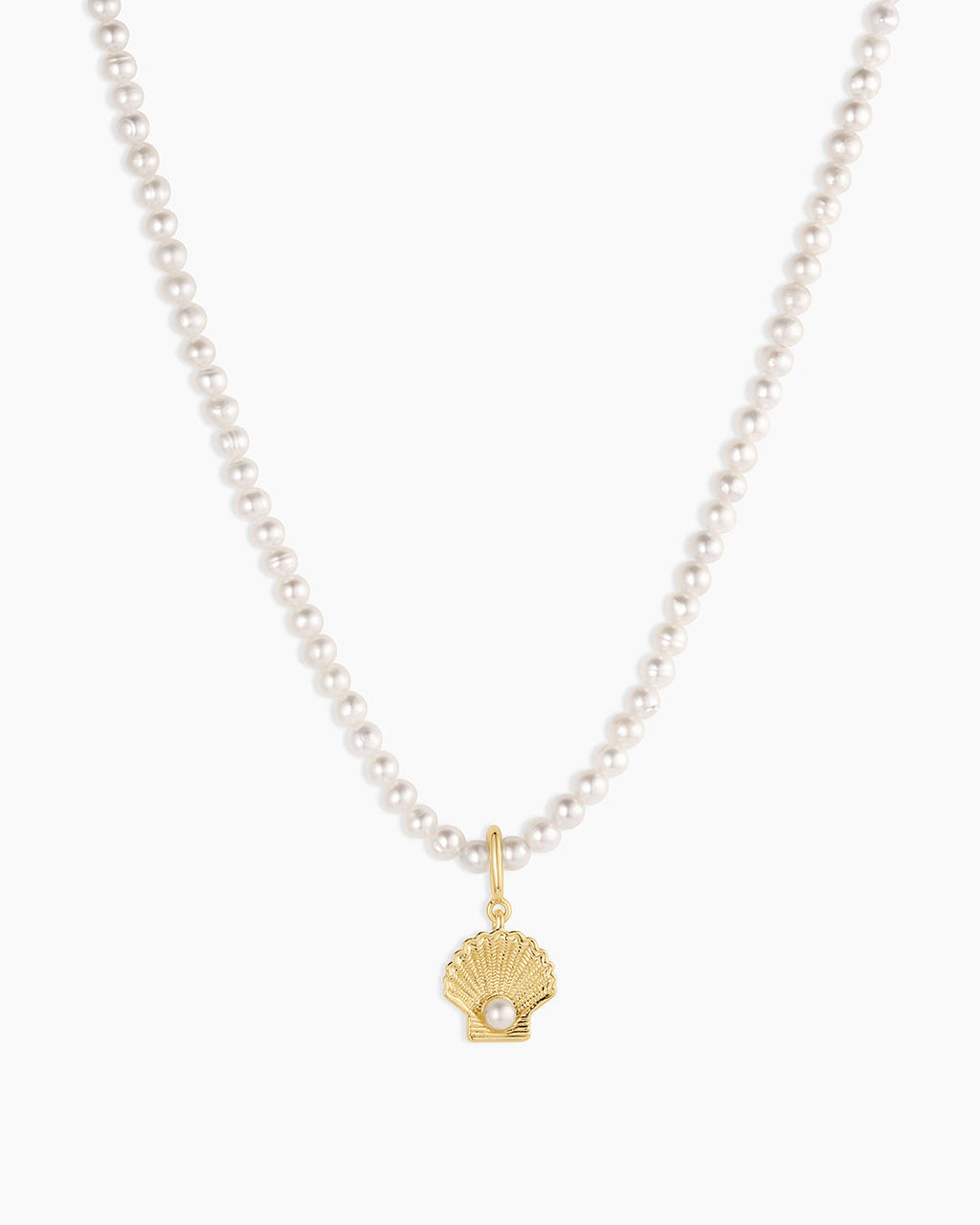 Shell Pearl Charm Necklace || option::18K Gold Plated