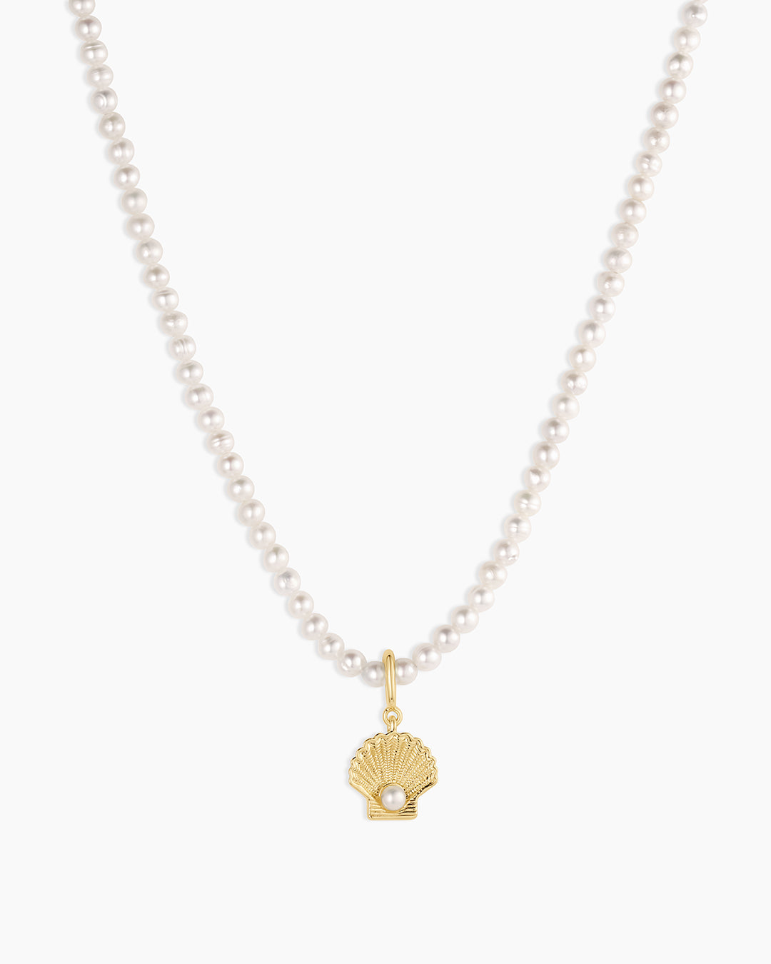 Shell Pearl Charm Necklace || option::18K Gold Plated
