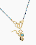 Beach Cluster Charm Necklace || option::18K Gold Plated