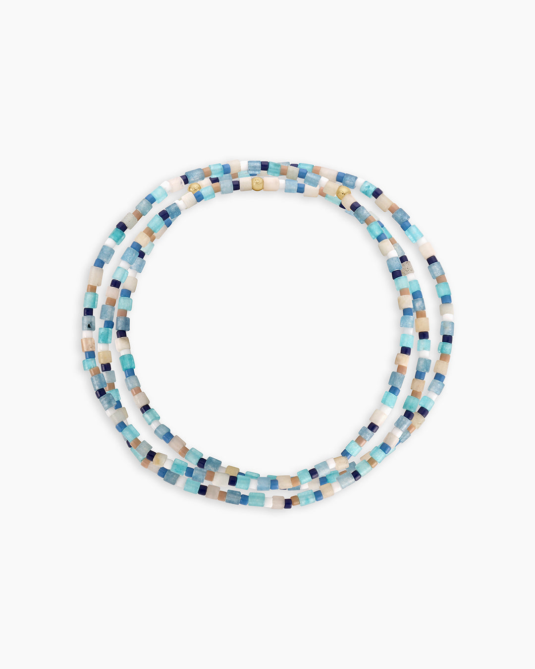 Harbor Bracelet Set || option::18K Gold Plated, Mixed Amazonite