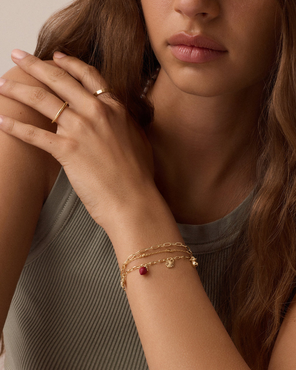 Summer Mini Charm Bracelet || option::18K Gold Plated || set::summer-charm-stl