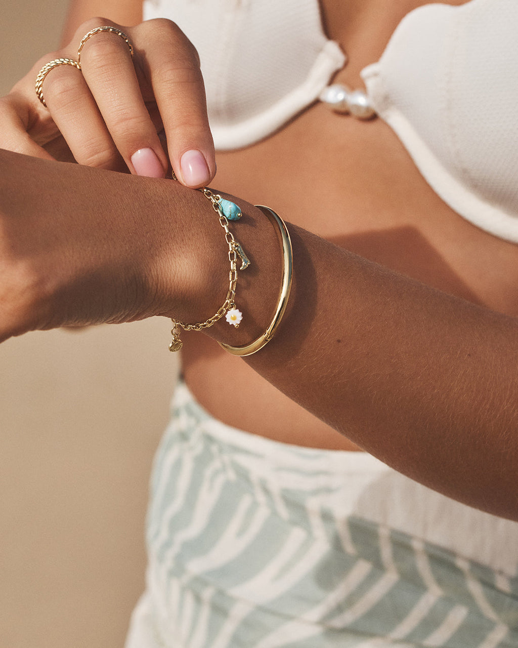 Western Charm Bracelet || option::18K Gold Plated || set::western-mini-charm-bracelet-stl
