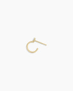 White Sapphire Bali Stud Single Huggie || option::14K Solid Gold