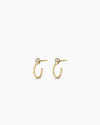 Lab Grown Diamond Circle Stud Huggies || option::14K Solid Gold