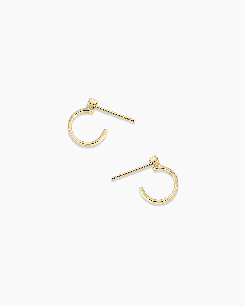 Lab Grown Diamond Circle Stud Huggies || option::14K Solid Gold