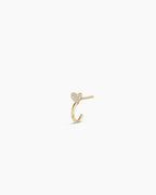 Diamond Heart Stud Single Huggie || option::14K Solid Gold