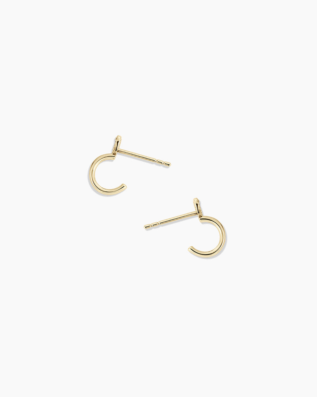 Diamond Heart Stud Huggies || option::14K Solid Gold