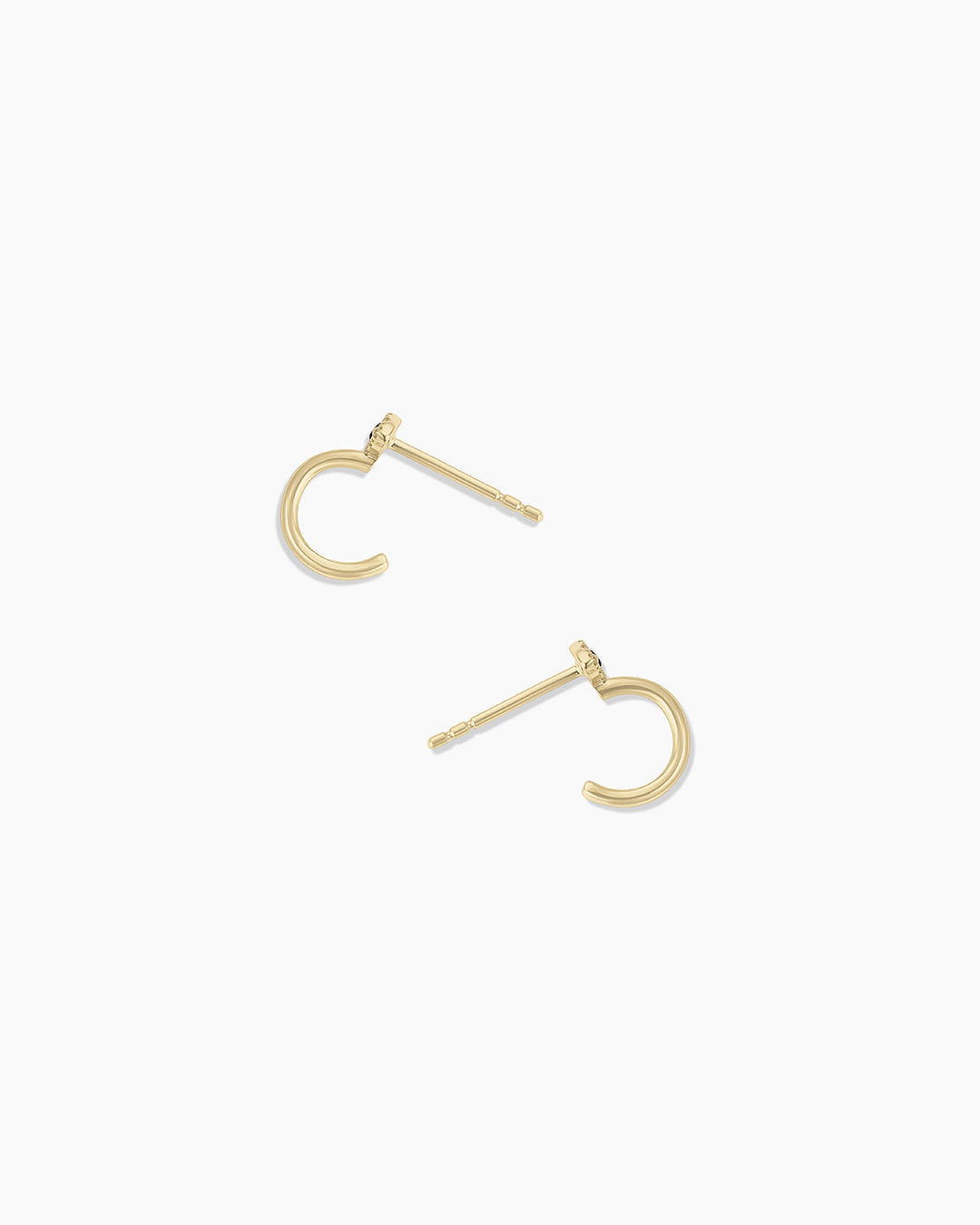 Diamond and Blue Sapphire Evil Eye Stud Huggies || option::14K Solid Gold