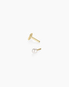 Pearl Flat Back Single Stud || option::14K Solid Gold