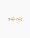 Pearl Flat Back Studs || option::14K Solid Gold