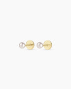 Pearl Flat Back Studs || option::14K Solid Gold