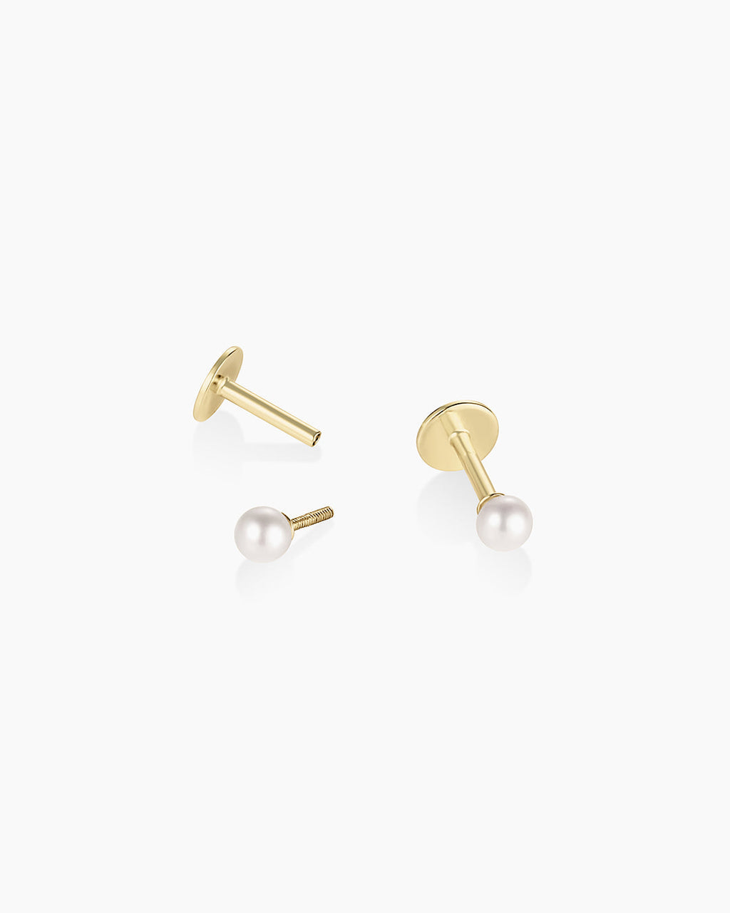 Pearl Flat Back Studs || option::14K Solid Gold