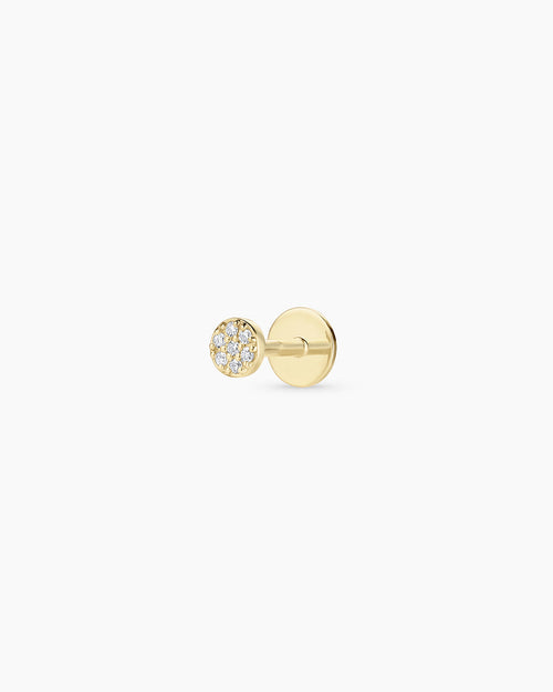 Diamond Pavé Flat Back Single Stud || option::14K Solid Gold