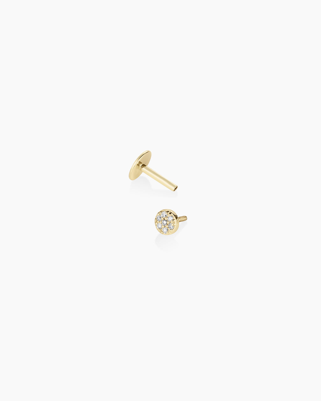 Diamond Pavé Flat Back Single Stud || option::14K Solid Gold