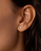 Diamond Pavé Flat Back Single Stud || option::14K Solid Gold