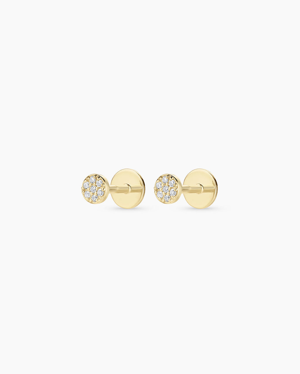 Diamond Pavé Flat Back Studs || option::14K Solid Gold