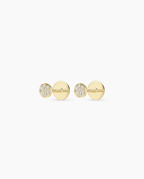 Diamond Pavé Flat Back Studs || option::14K Solid Gold