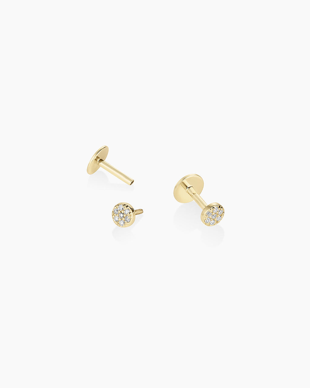 Diamond Pavé Flat Back Studs || option::14K Solid Gold