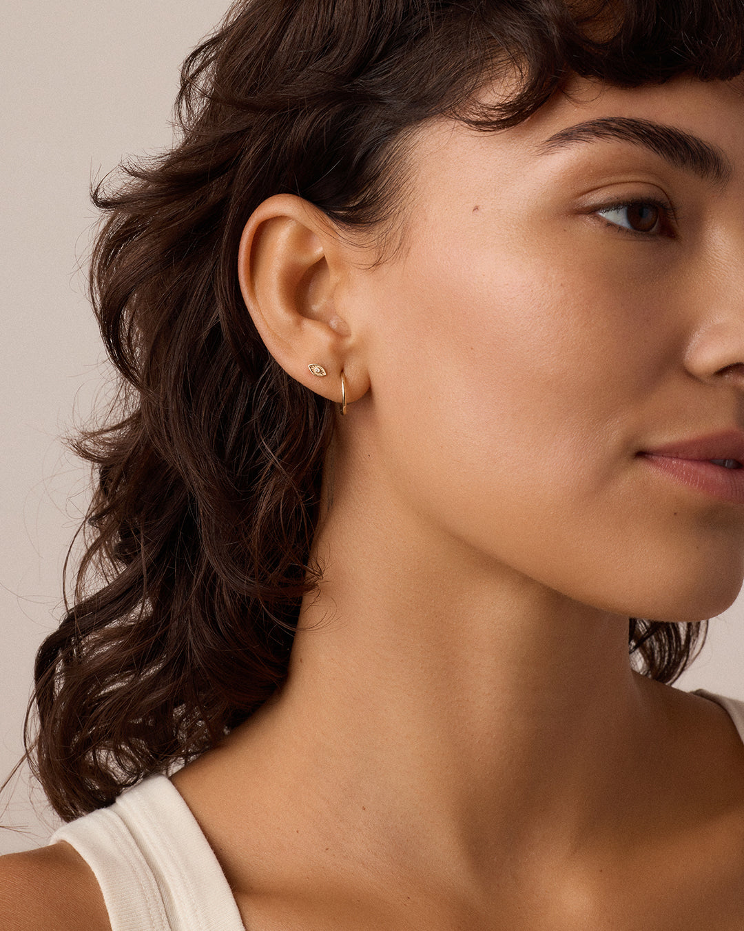 Diamond Evil Eye Flat Back Studs || option::14K Solid Gold