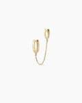 14K Gold Rose Double Huggie || option::14K Solid Gold
