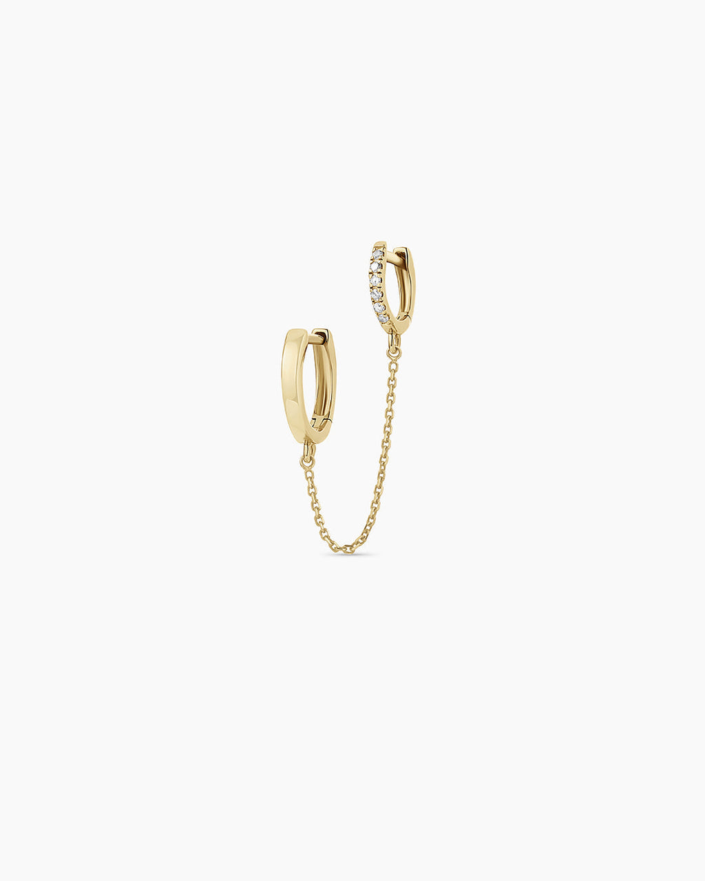 Diamond Double Huggie || option::14K Solid Gold