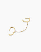 Diamond Double Huggie || option::14K Solid Gold