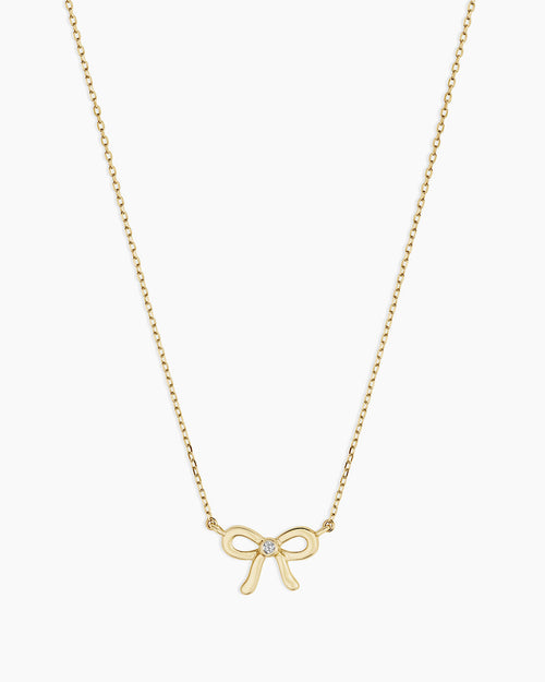 Diamond Put a Bow on it Necklace || option::14K Solid Gold