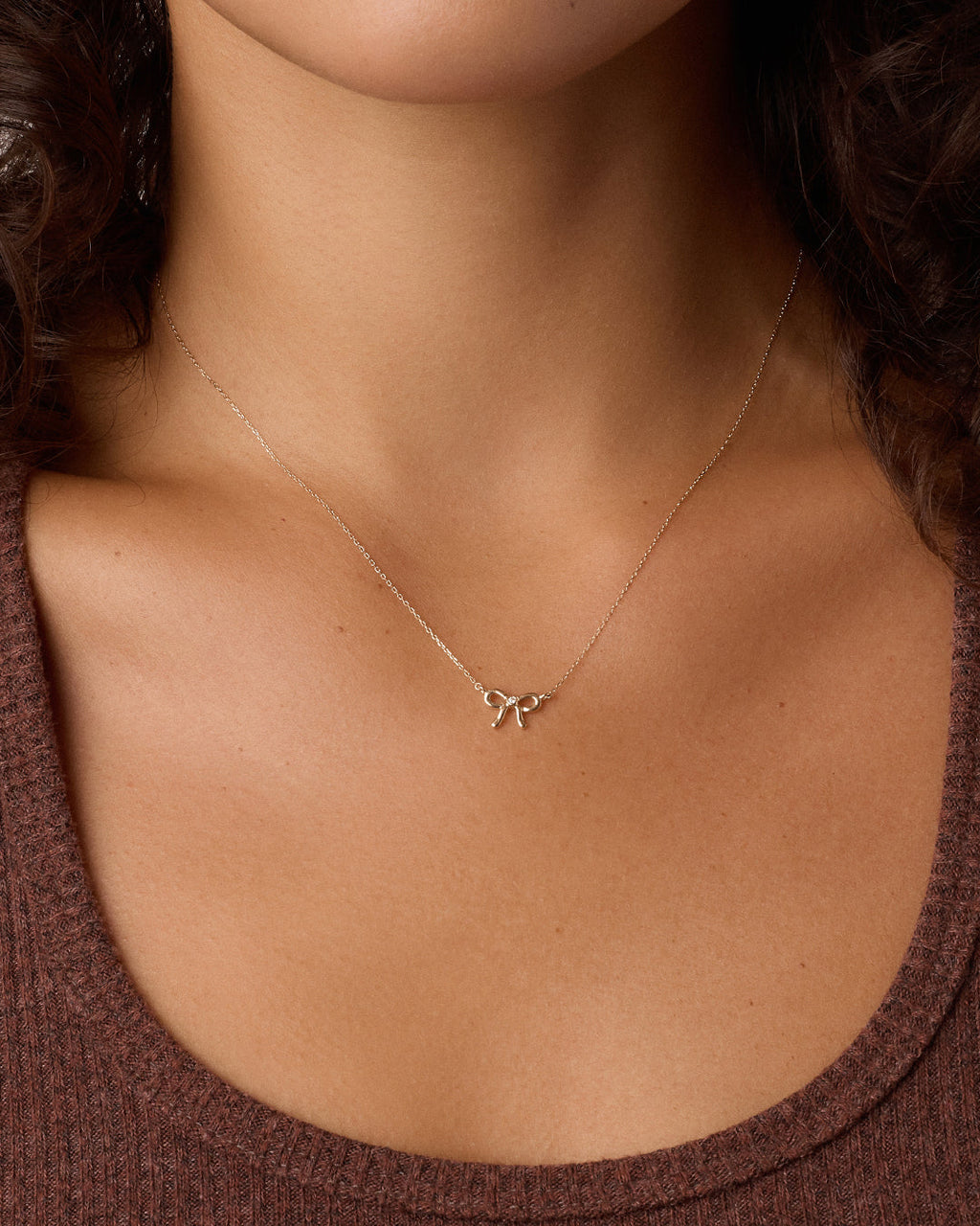 Diamond Put a Bow on it Necklace || option::14K Solid Gold
