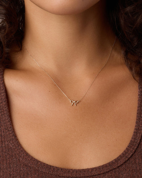 Diamond Put a Bow on it Necklace || option::14K Solid Gold