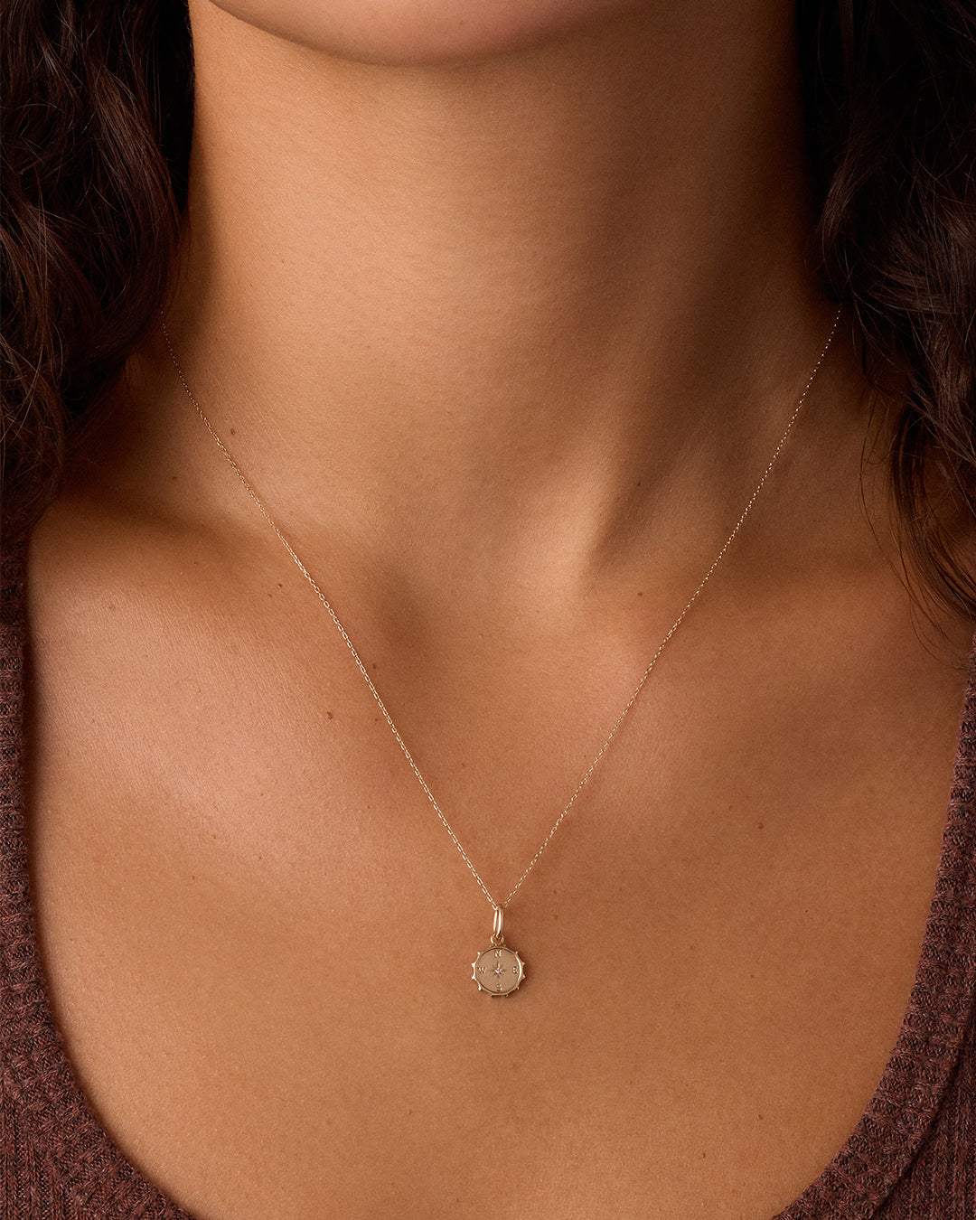 Diamond Compass Charm || option::14K Solid Gold