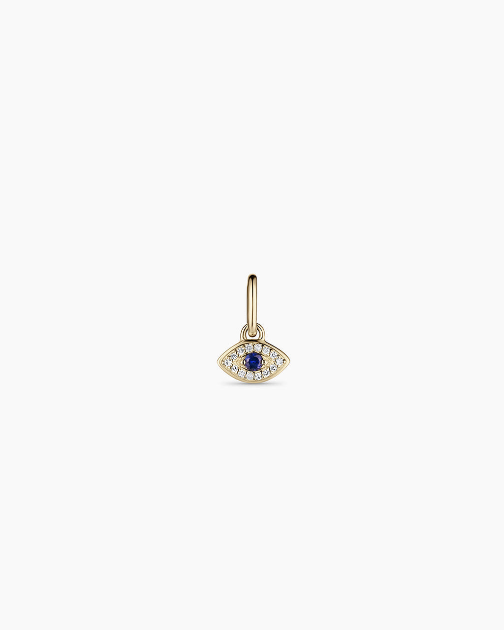 Diamond and Blue Sapphire Evil Eye Charm || option::14K Solid Gold