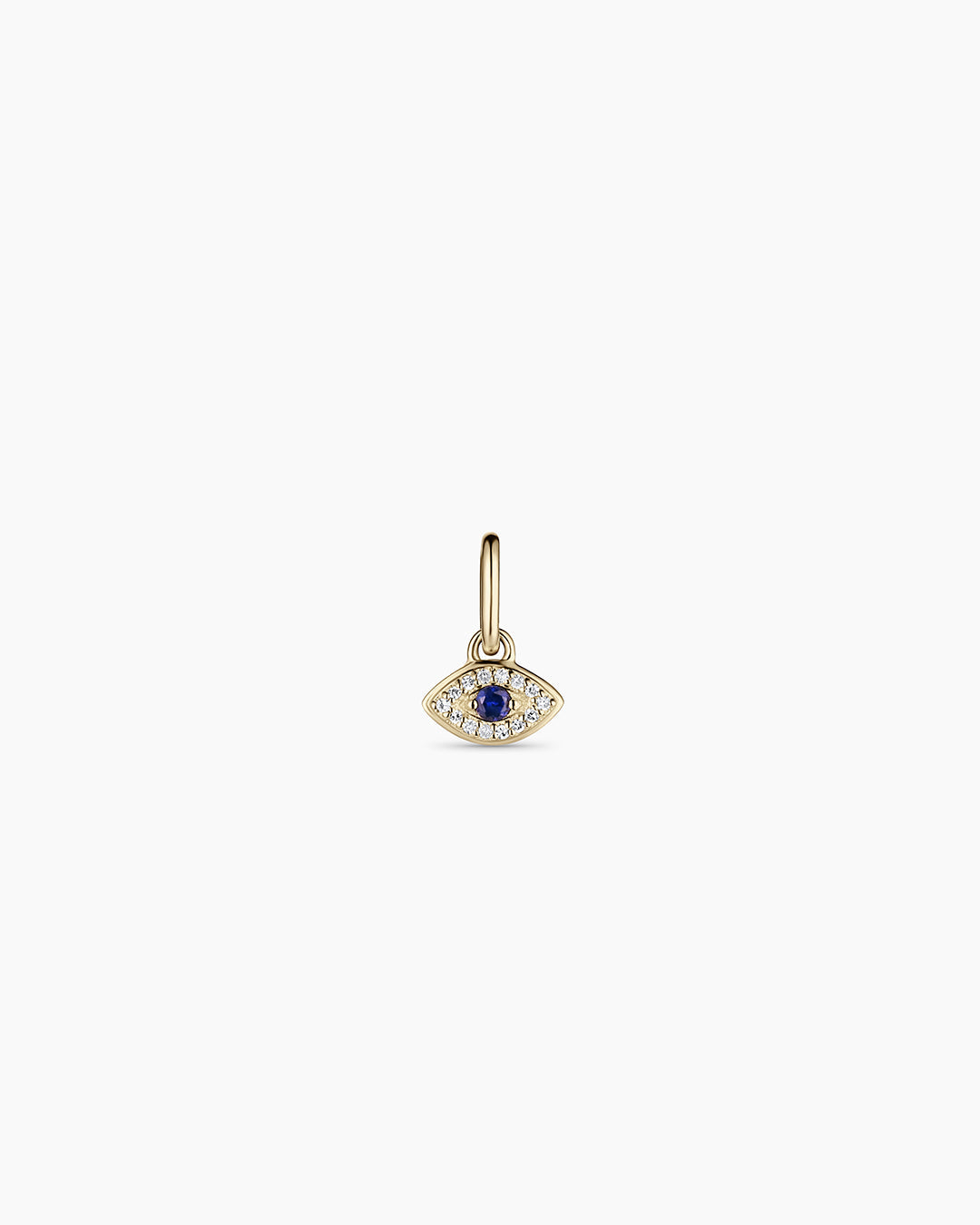 Diamond and Blue Sapphire Evil Eye Charm || option::14K Solid Gold
