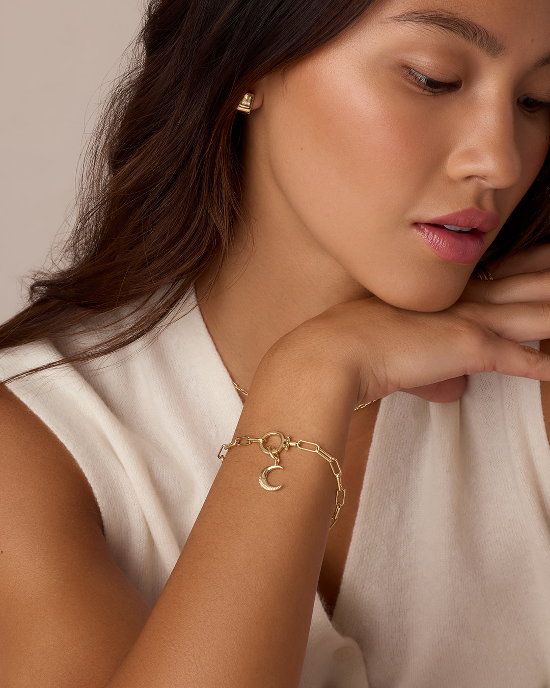 Crescent Parker Charm || option::18K Gold Plated