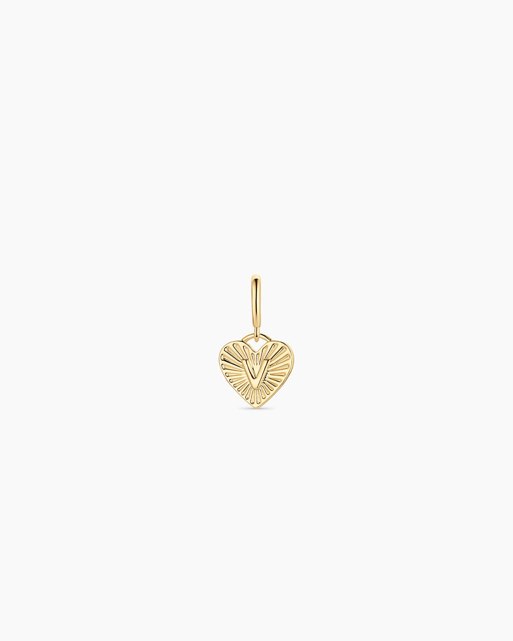 Vintage Heart Alphabet Parker Charm - V || option::18K Gold Plated, V