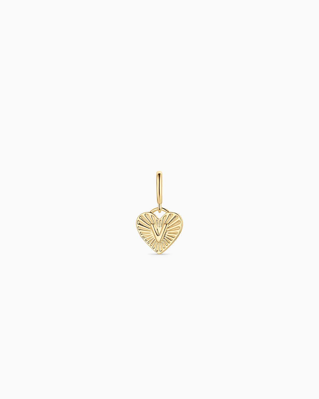 Vintage Heart Alphabet Parker Charm - V || option::18K Gold Plated, V
