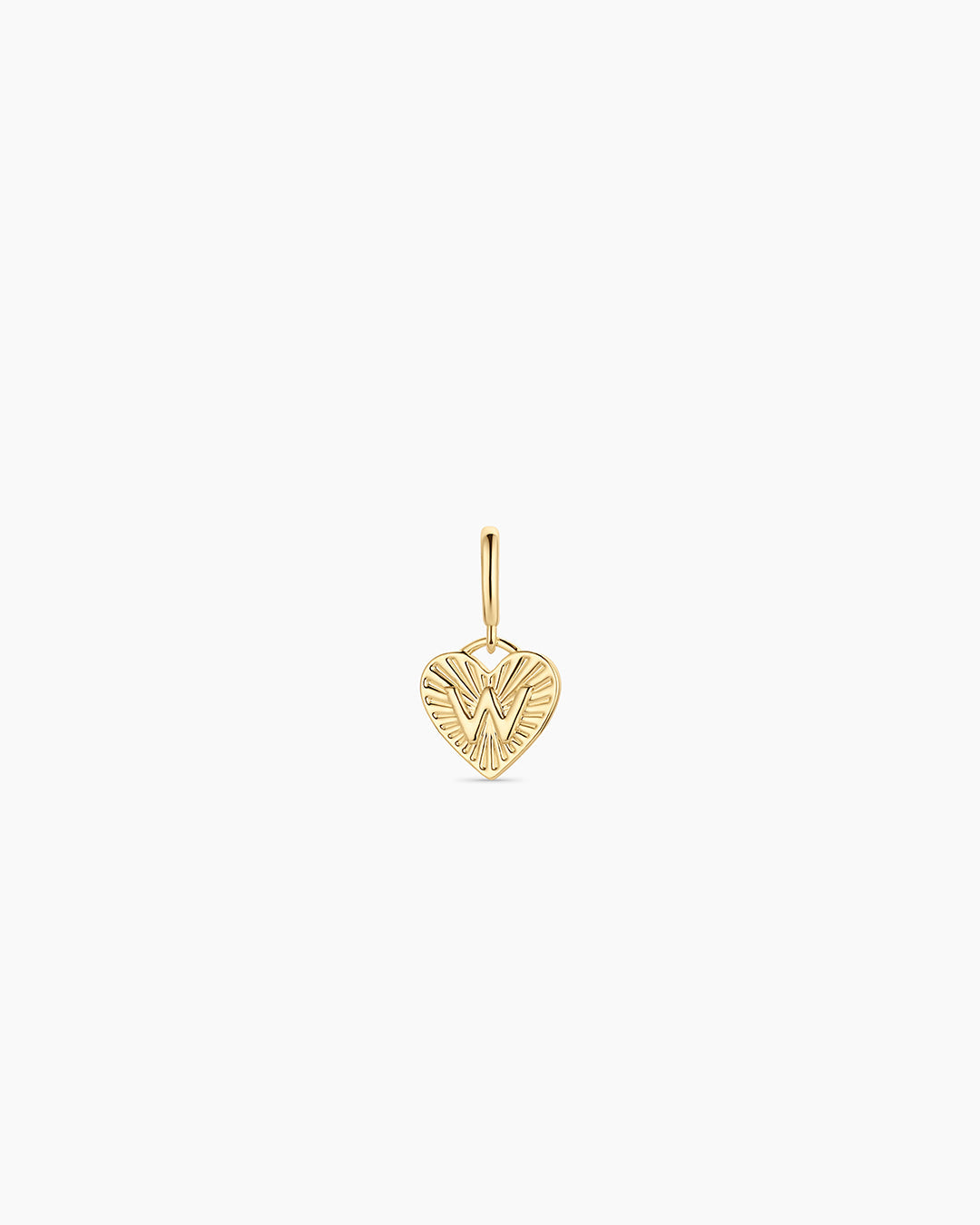 Vintage Heart Alphabet Parker Charm - W || option::18K Gold Plated, W