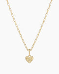 Vintage Heart Alphabet Charm Necklace - A || option::18K Gold Plated, A