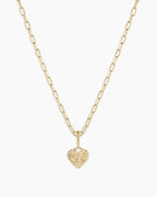 Vintage Heart Alphabet Charm Necklace - A || option::18K Gold Plated, A