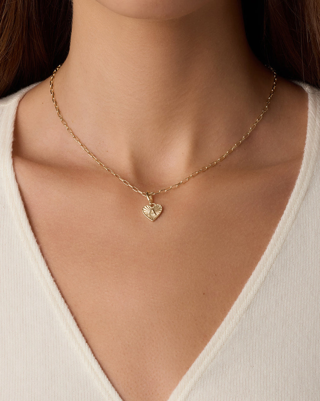Vintage Heart Alphabet Parker Charm - A || option::18K Gold Plated, A