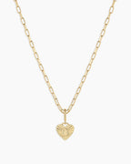 Vintage Heart Alphabet Charm Necklace - B || option::18K Gold Plated, B