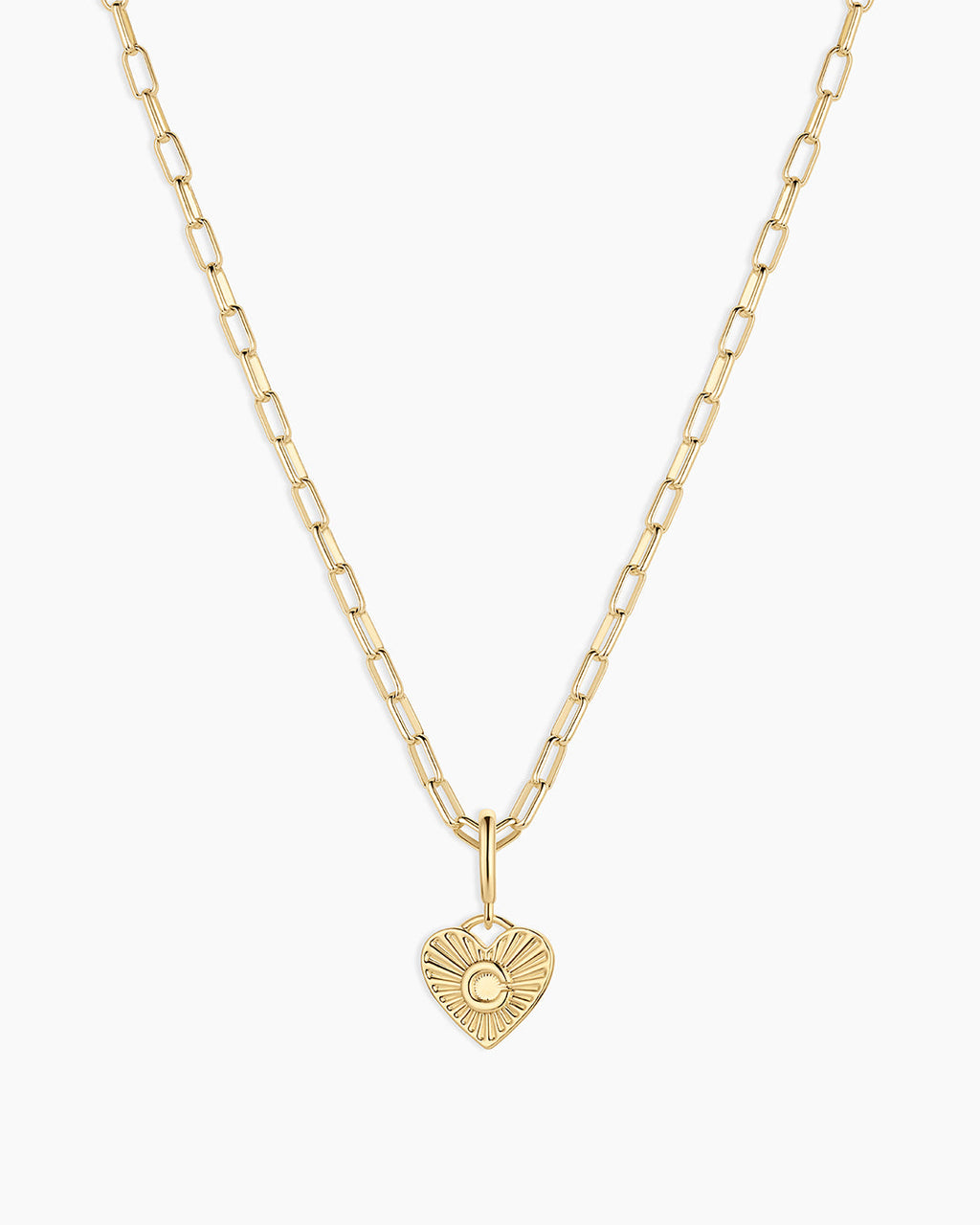 Vintage Heart Alphabet Charm Necklace - C || option::18K Gold Plated, C