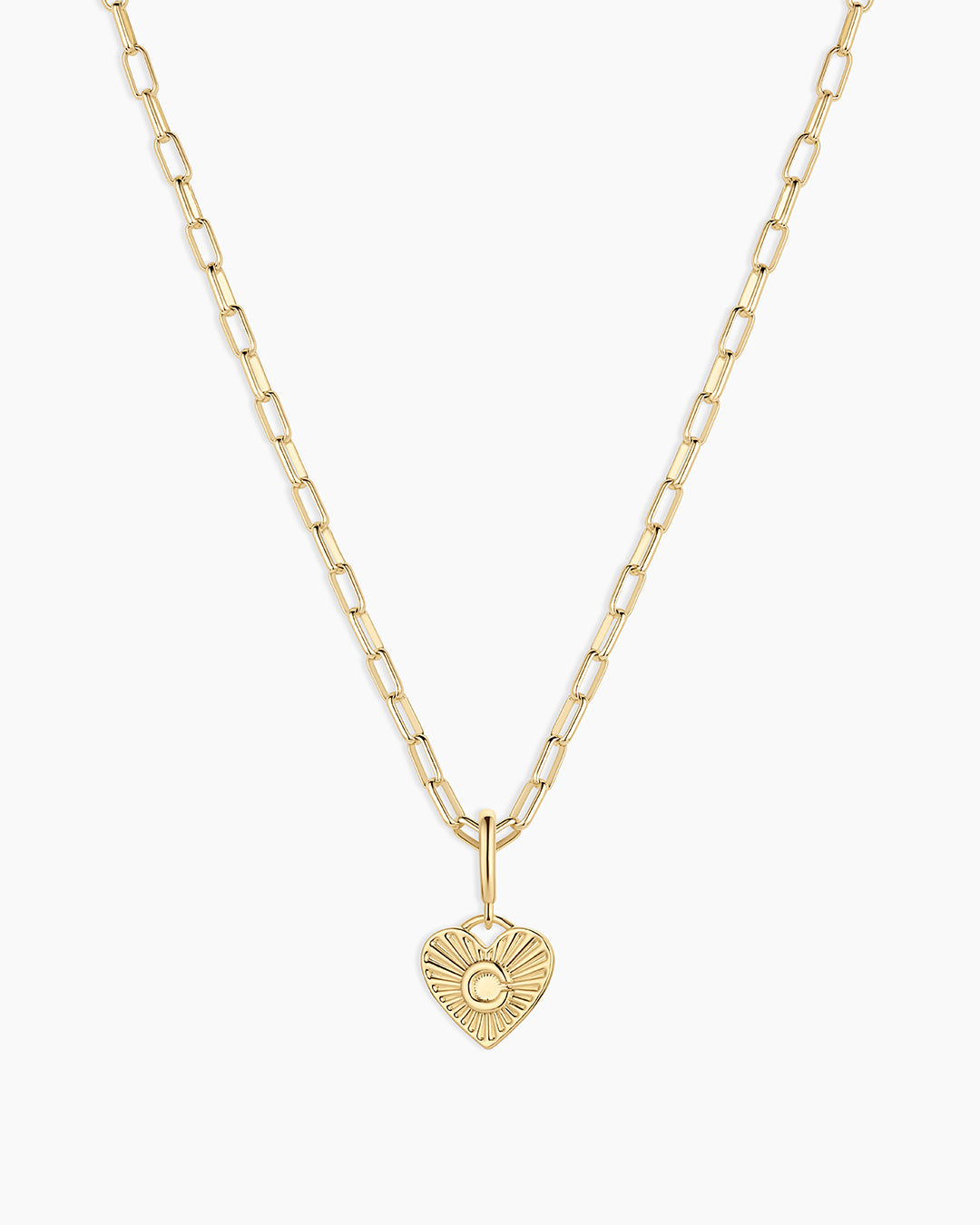 Vintage Heart Alphabet Charm Necklace - C || option::18K Gold Plated, C