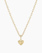 Vintage Heart Alphabet Charm Necklace -  D || option::18K Gold Plated, D