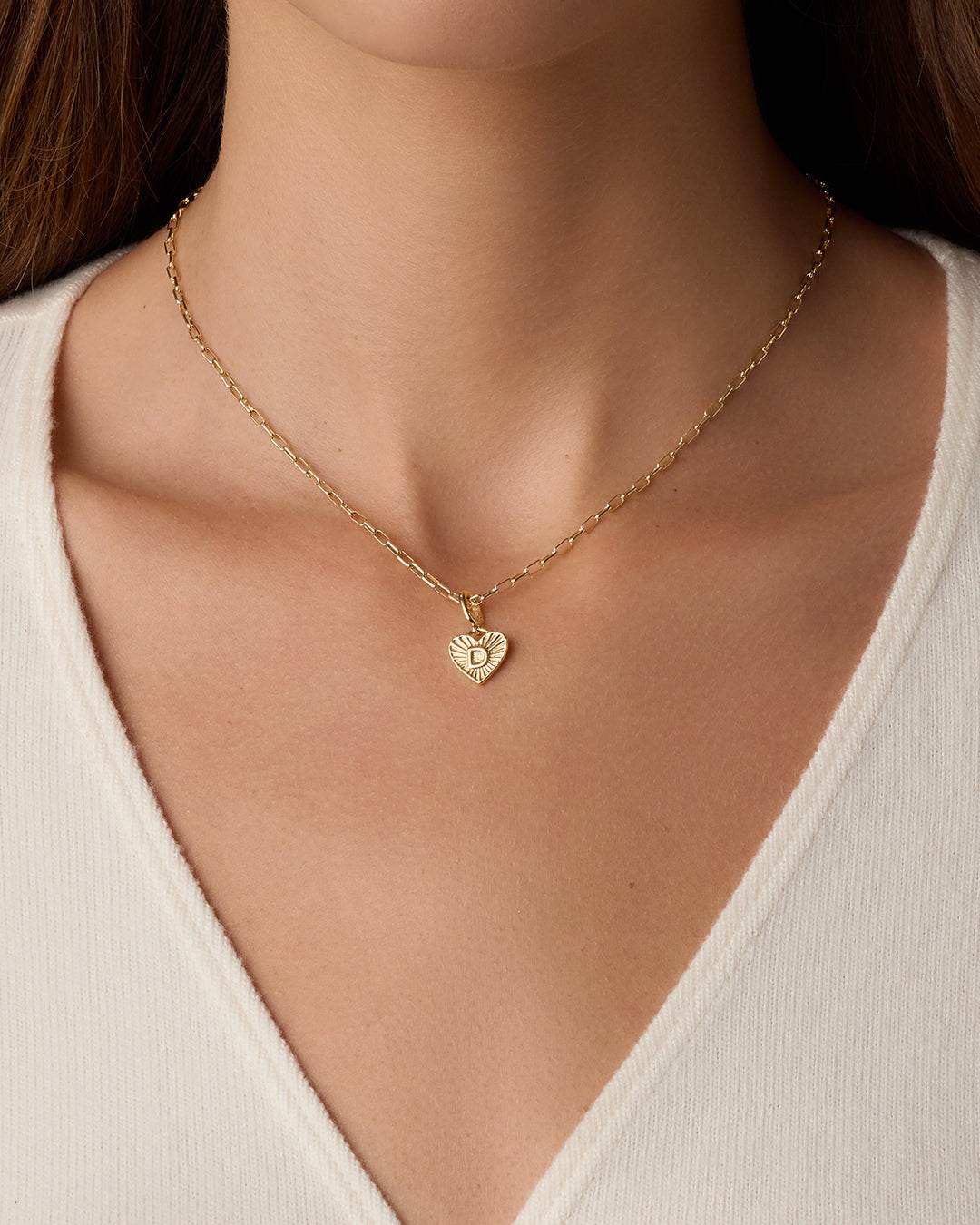 Vintage Heart Alphabet Parker Charm - D || option::18K Gold Plated, D