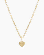 Vintage Heart Alphabet Charm Necklace -  E || option::18K Gold Plated, E