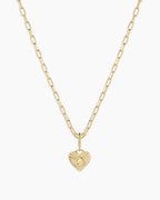 Vintage Heart Alphabet Charm Necklace -  G || option::18K Gold Plated, G