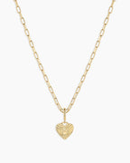 Vintage Heart Alphabet Charm Necklace -  H || option::18K Gold Plated, H