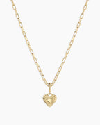 Vintage Heart Alphabet Charm Necklace -  J || option::18K Gold Plated, J