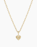 Vintage Heart Alphabet Charm Necklace -  K || option::18K Gold Plated, K