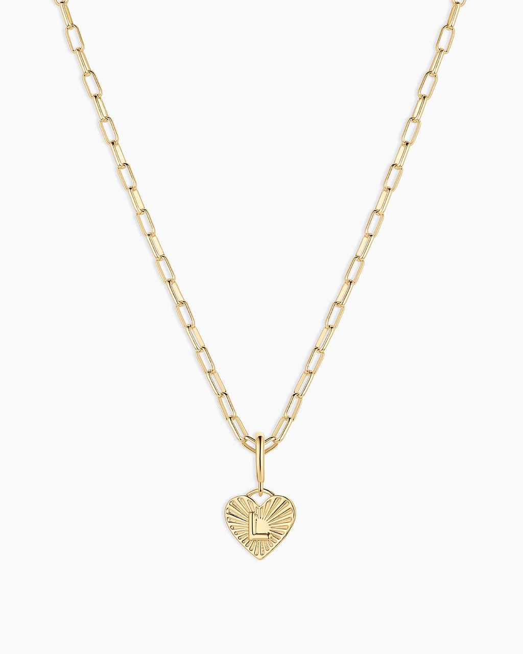 Vintage Heart Alphabet Charm Necklace -  L || option::18K Gold Plated, L